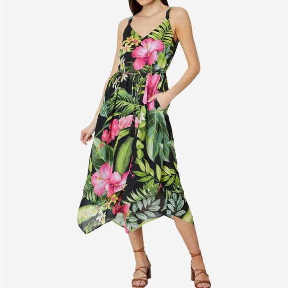 🌺NWT✨ TOMMY BAHAMA GRAND VILLA MAXI TANK DRESS BLACK TROPICAL FLORAL SIZE SMALL - Picture 1 of 7